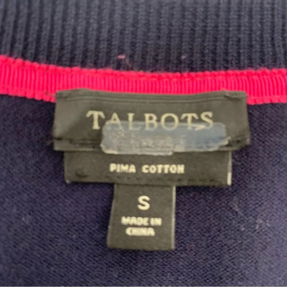 Talbots Sweater Woman Small  Pima Cotton Navy Blue Button Up Work Office Travel - Picture 6 of 8